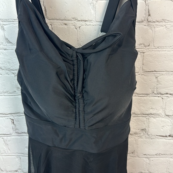 BloomChic Black Ruched Ties Handkerchief Hem Crisscross Swim Dress Plus … - Picture 3 of 7